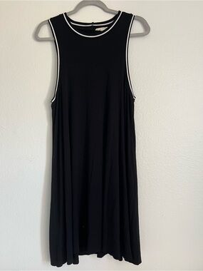 American Eagle Outfitters Black Sleeveless A-Line Dress with White Trim